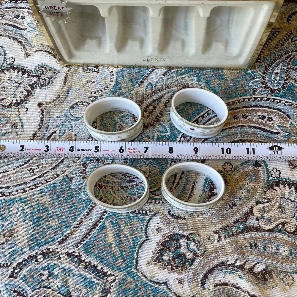 Lenox Butterfly Meadow Porcelain Napkin Rings Bee Ladybug Set of 4 Box #6227474